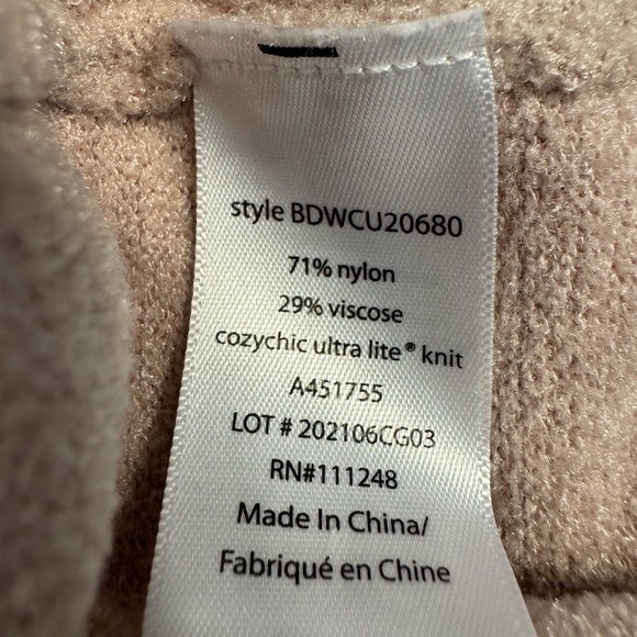 Barefoot Dreams CozyChic Sweatshirt blush pink Ultra Lite cowl neck Tunic M - Picture 7 of 8